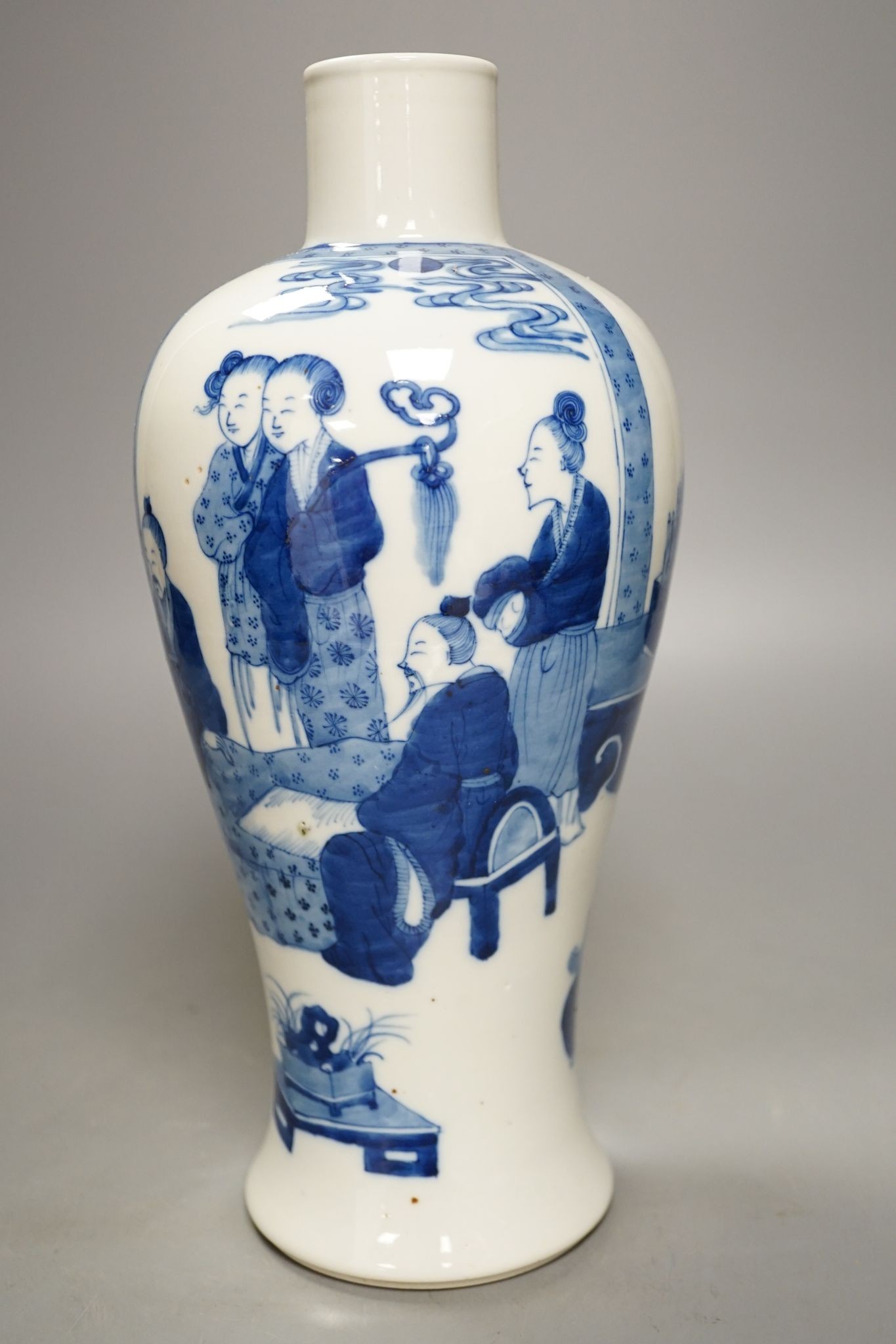 A Chinese underglaze blue baluster vase, 30 cms high.